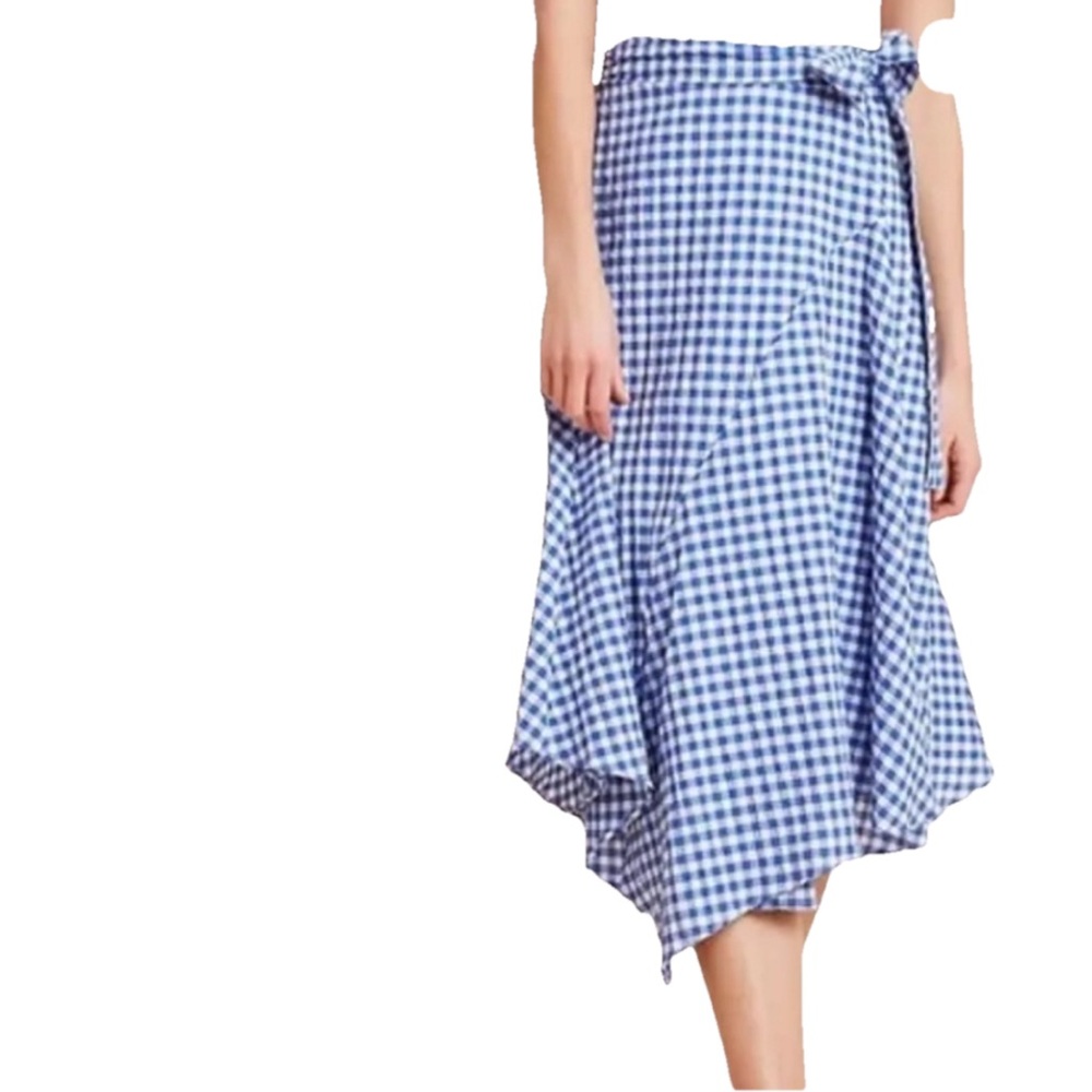 Mauve & Blue Checkered Midi High-Waist A-Line Skirt  Classic Plaid Pattern SZ 10